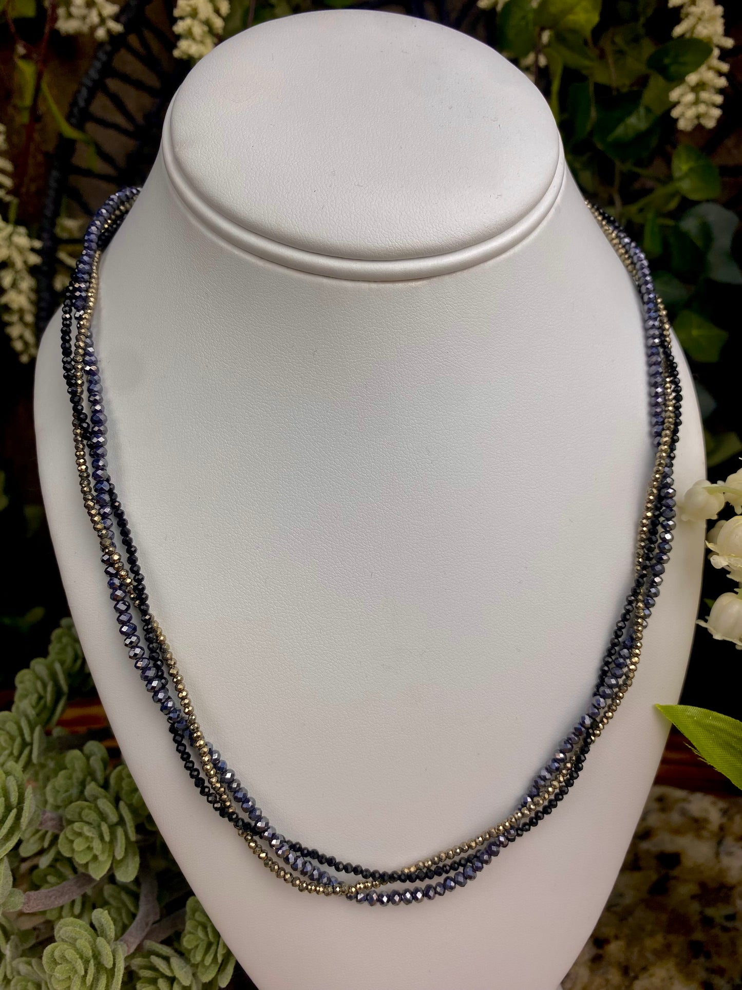 Spinel, Pyrite, and Hematite Braided Necklace