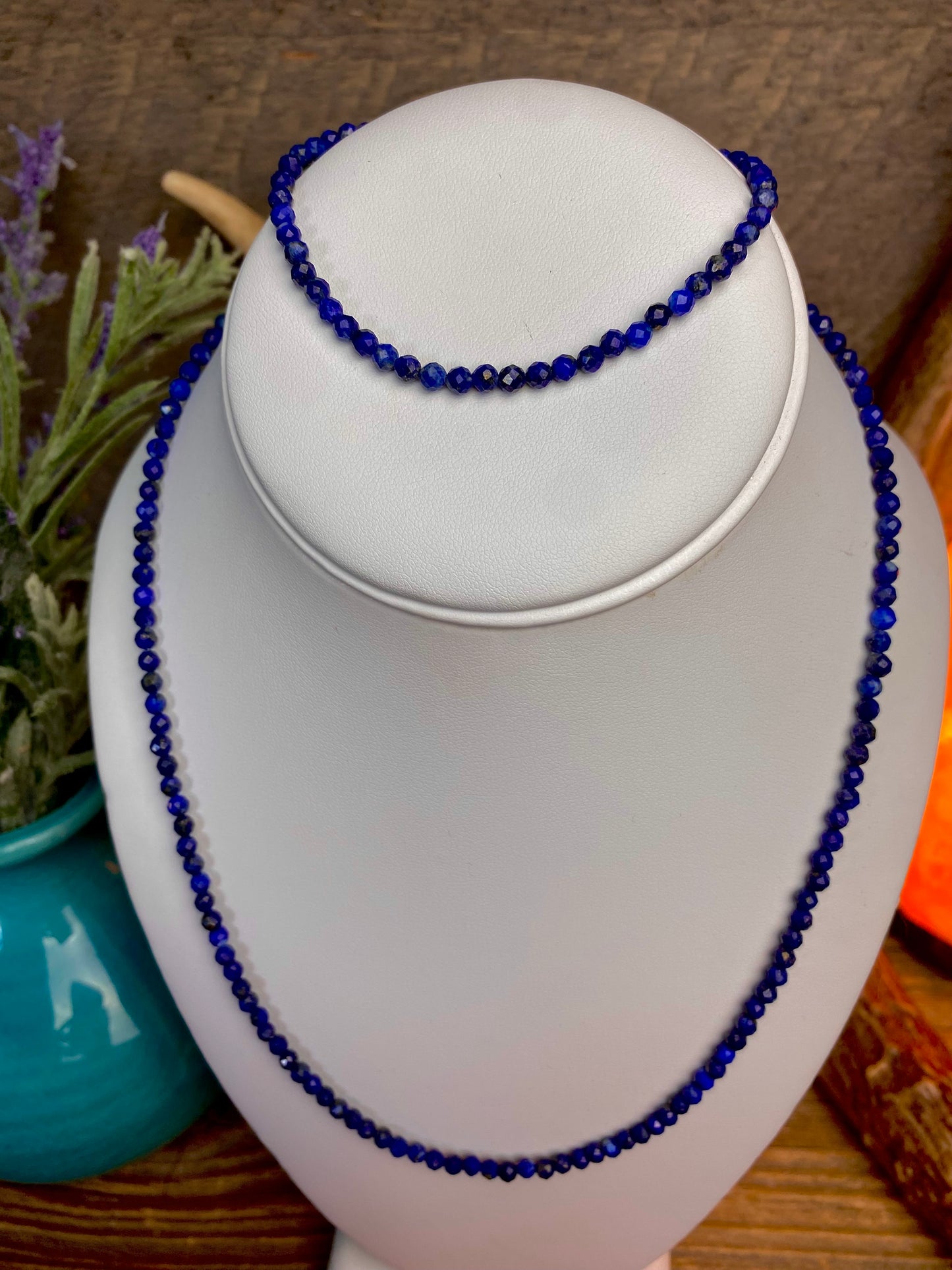 Lapis Faceted Necklace & Bracelet-Jewelry Set