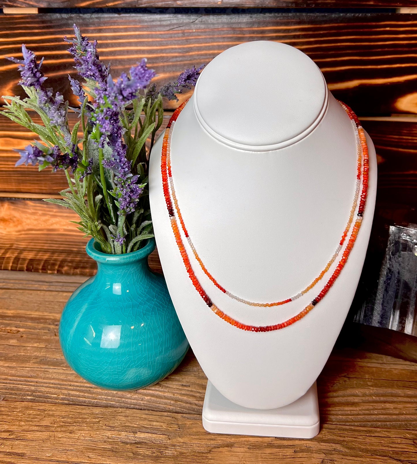 Mexican Fire Opal Double Statement Necklace