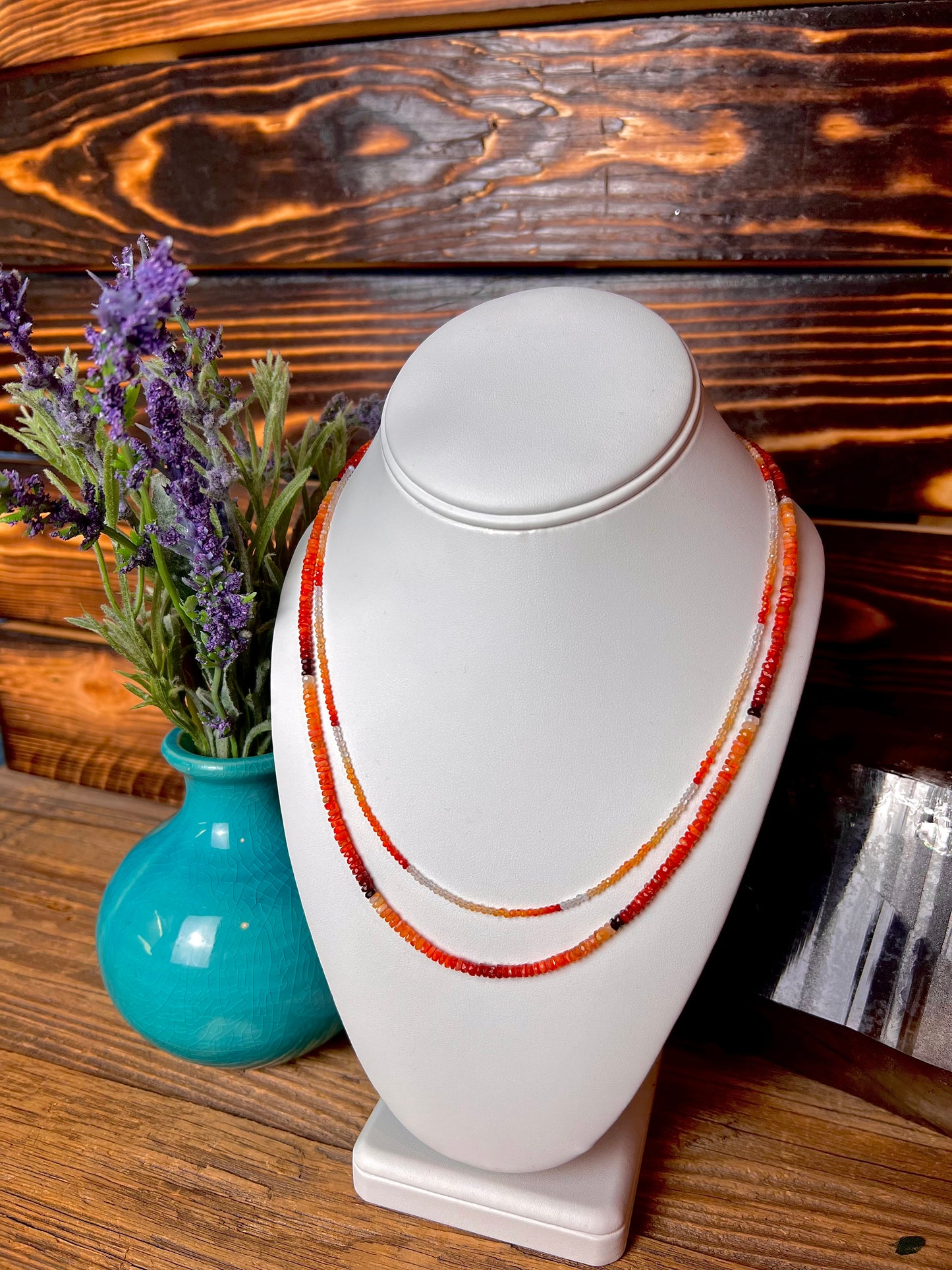 Mexican Fire Opal Double Statement Necklace