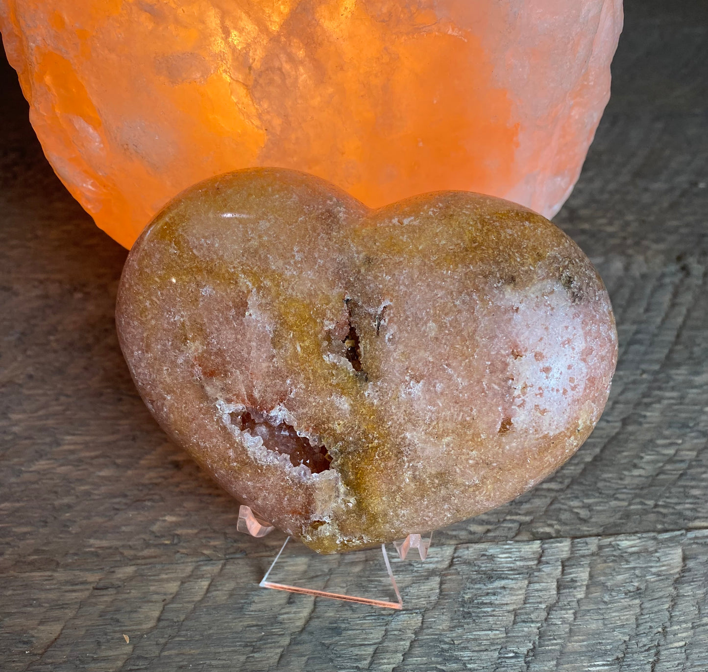 Pink Amethyst Druzy Crystal Hearts