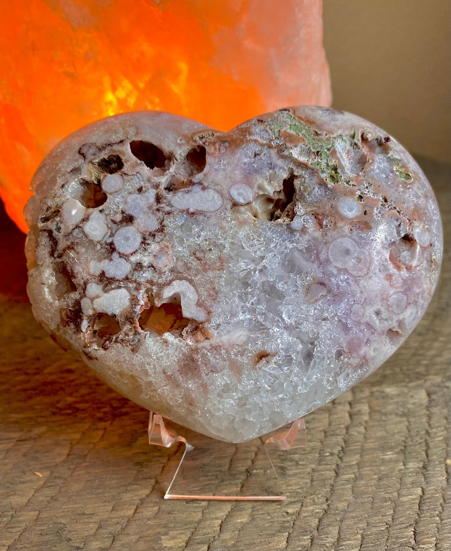 Pink Amethyst Druzy Crystal Hearts