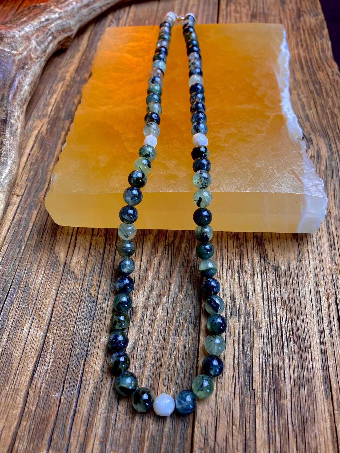 Prehnite & Pearl Necklace