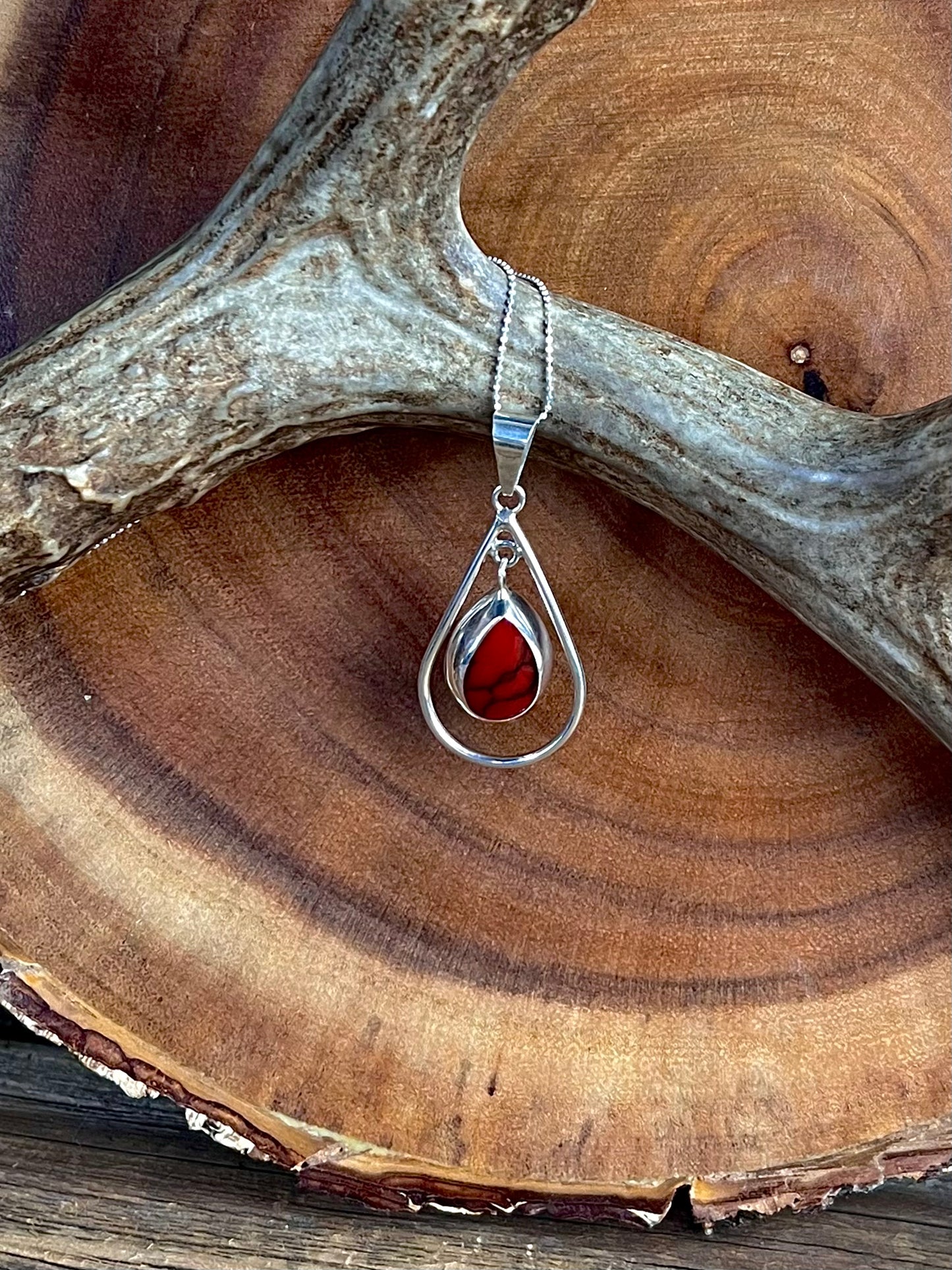 Red Jasper Teardrop Dangle Necklace