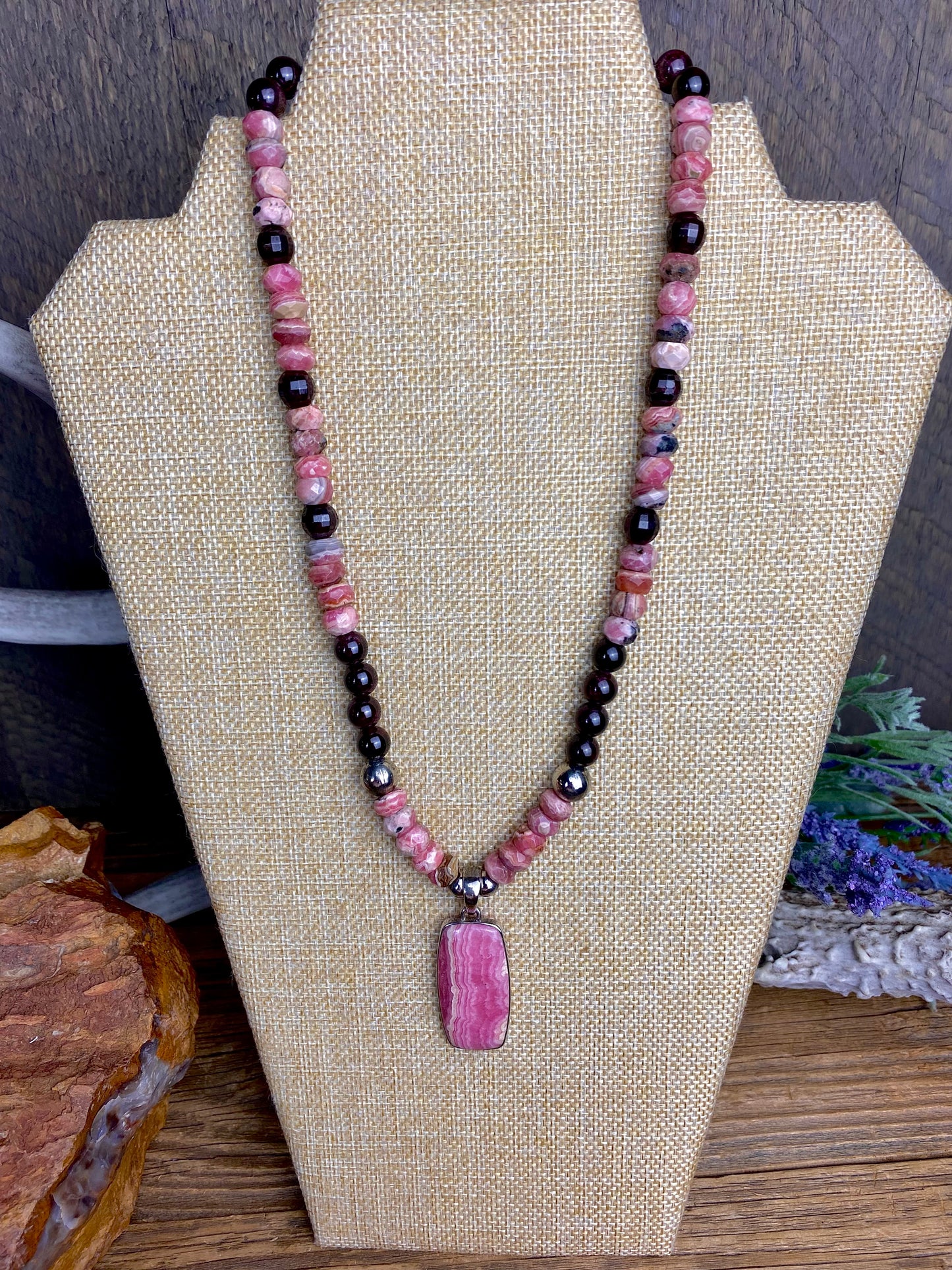 Rhodochrosite & Garnet Necklace