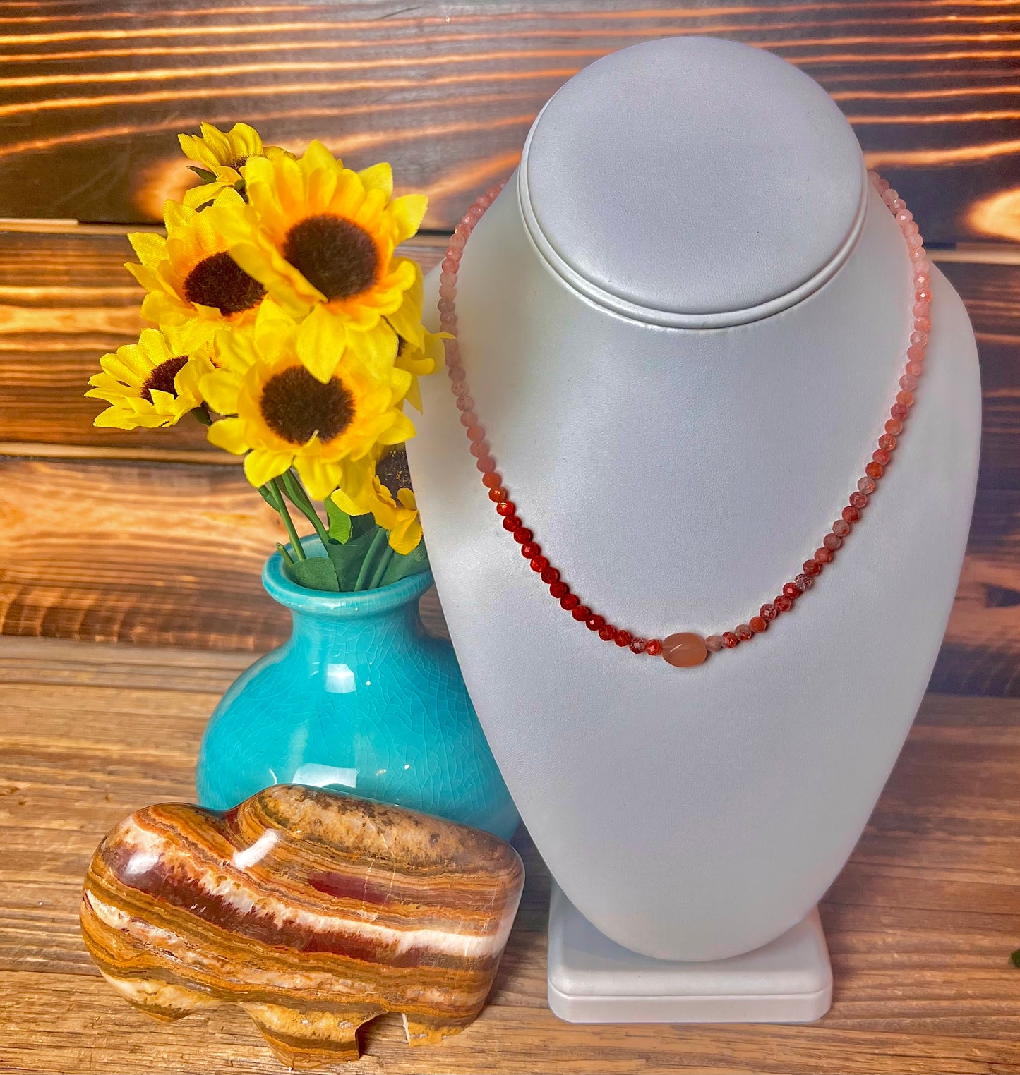 Sunstone Beaded Necklace