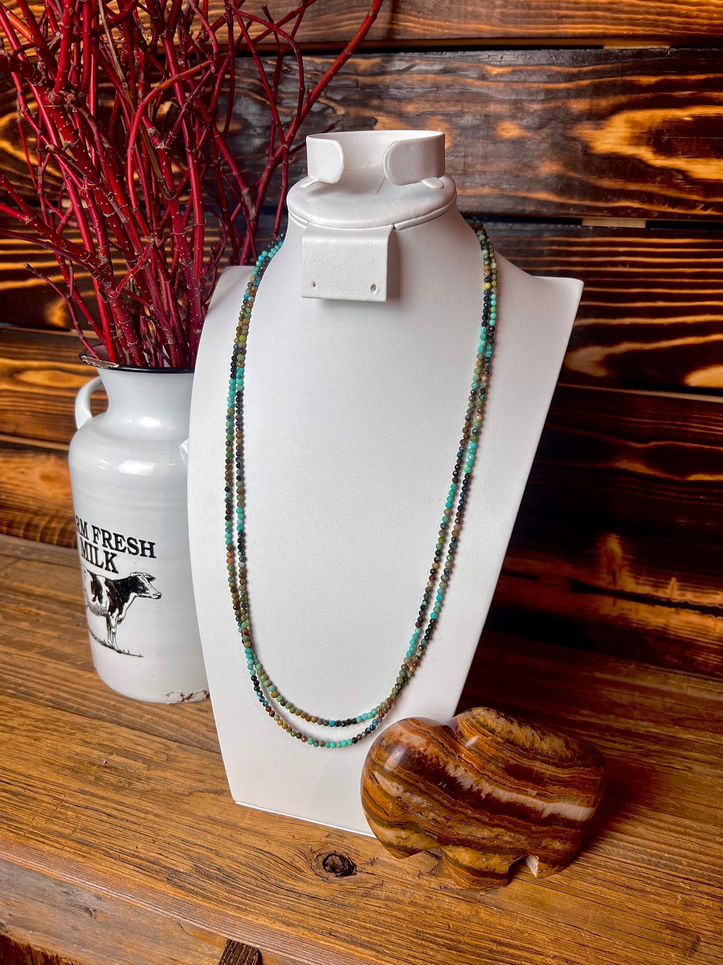 Turquoise Faceted Double Strand Bead Necklace