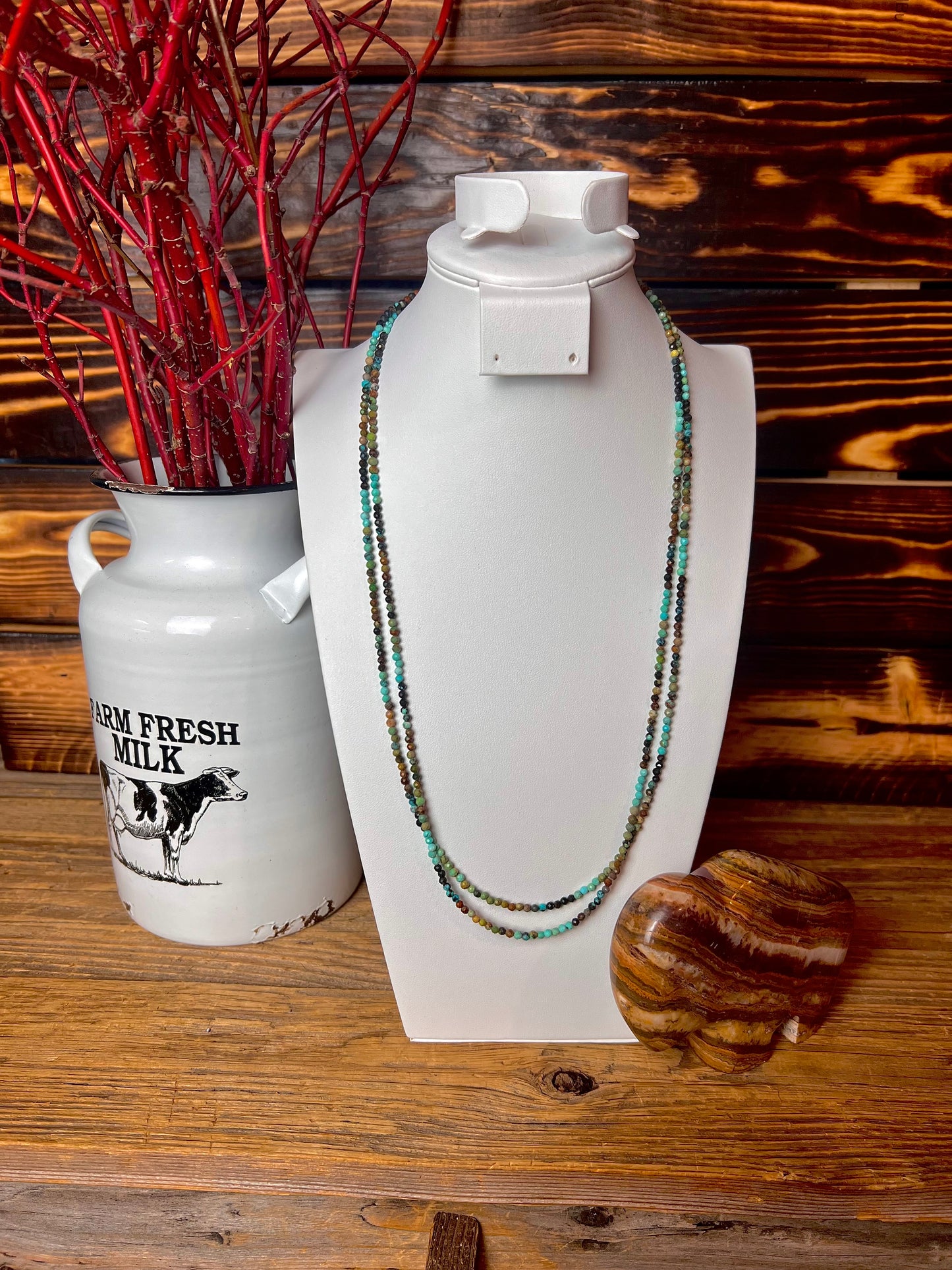 Turquoise Faceted Double Strand Bead Necklace