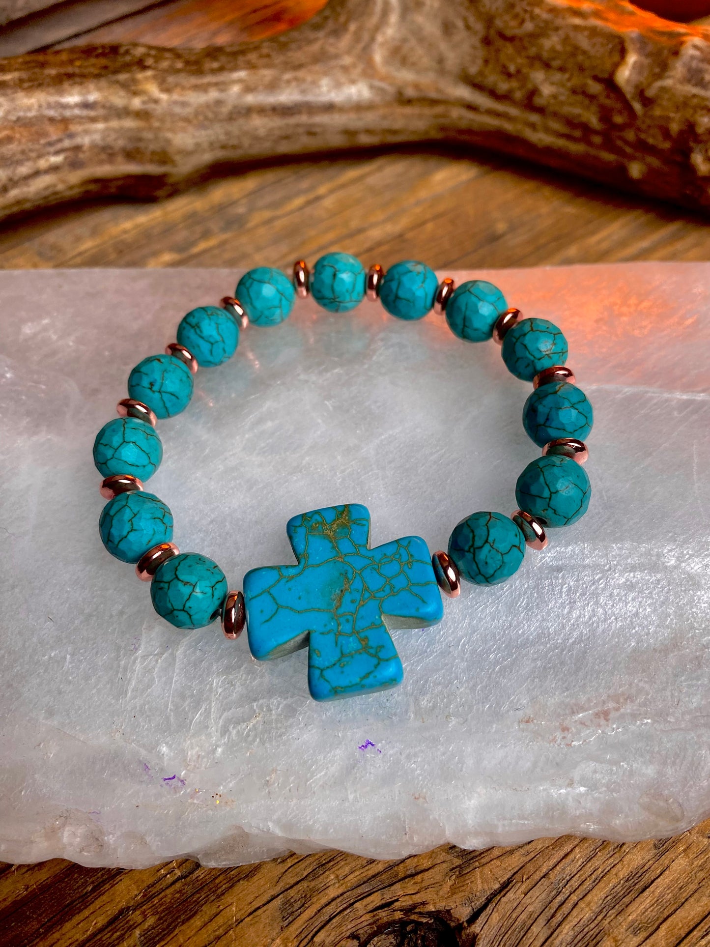 Howlite & Copper Bead Stretch Bracelet