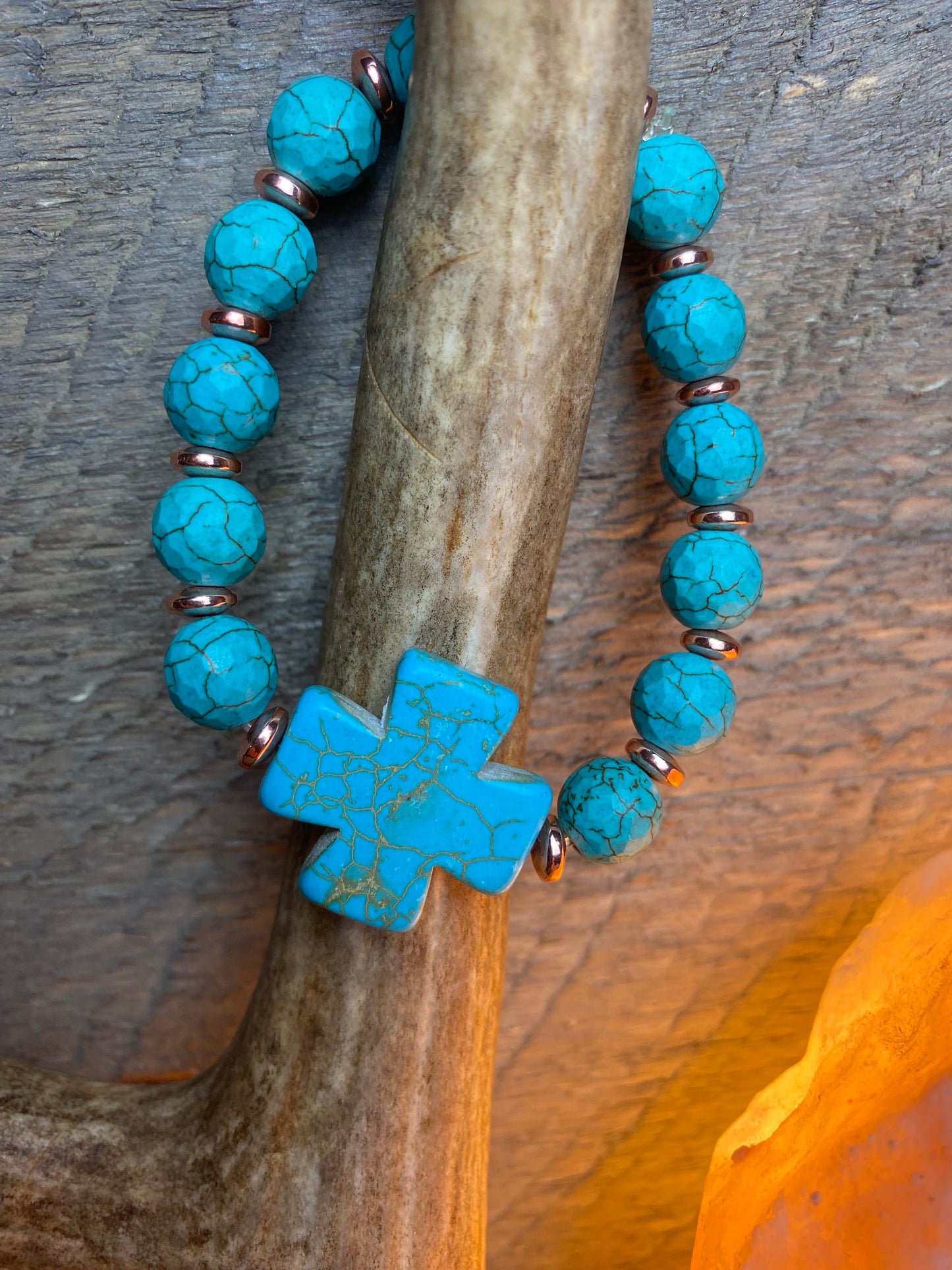Howlite & Copper Bead Stretch Bracelet