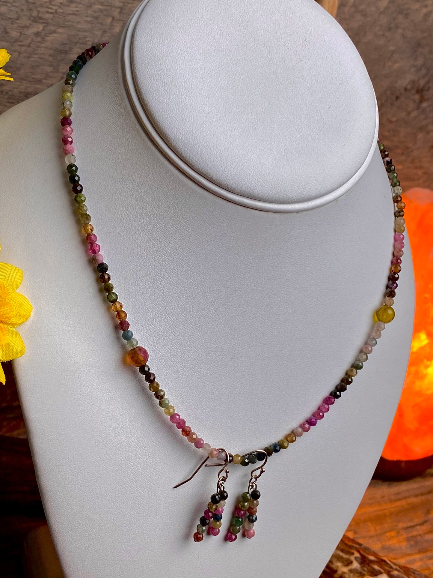 Rainbow Tourmaline Necklace & Earring Jewelry Set