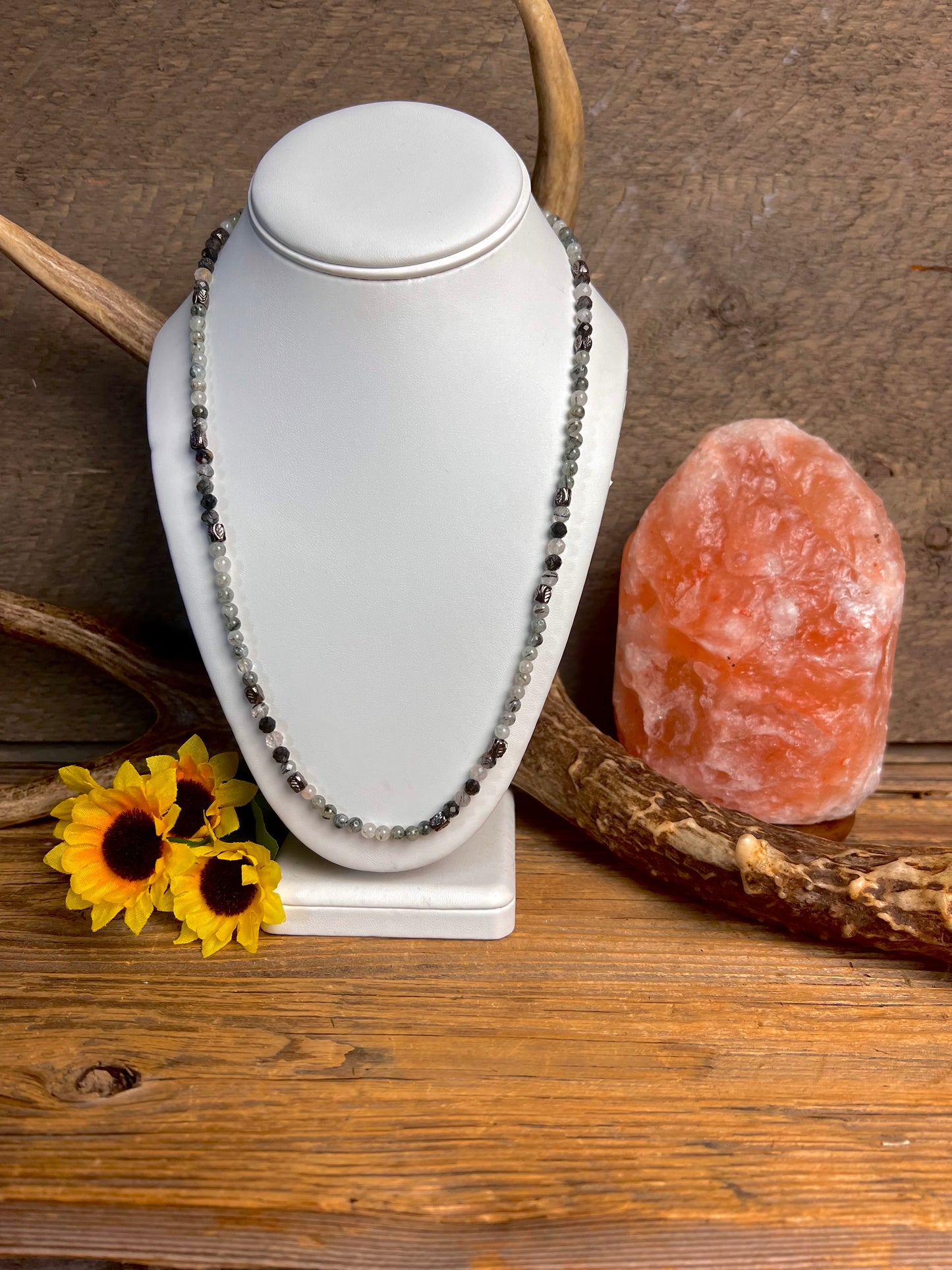 Tourmalinated Quartz Bead Necklace