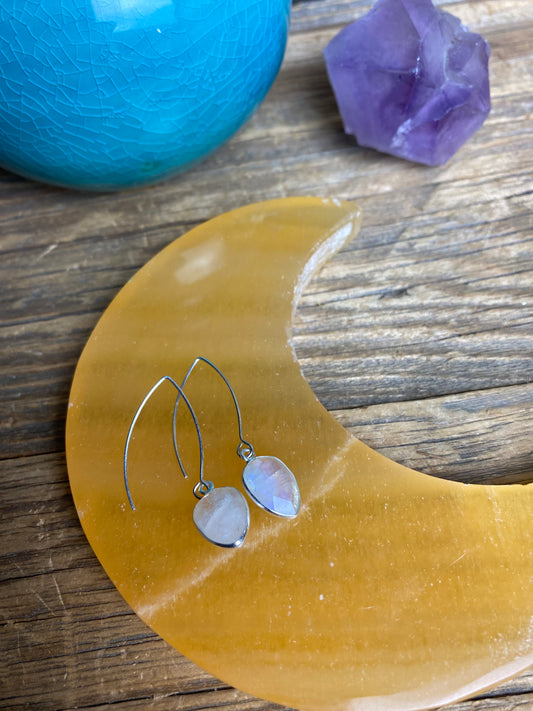 Rainbow Moonstone Tear Drop Faceted Earrings
