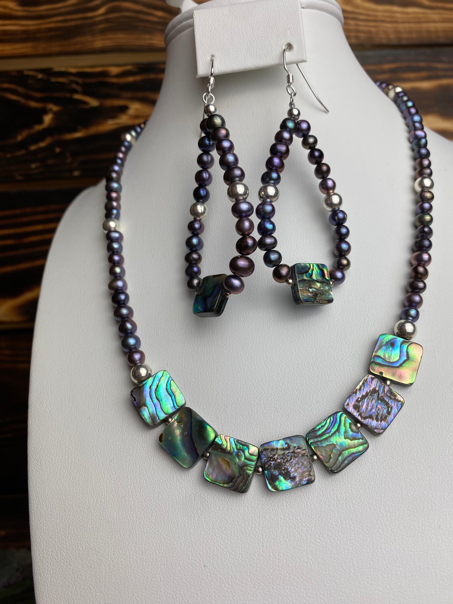 Abalone & Fresh Water Peacock Pearl Earrings