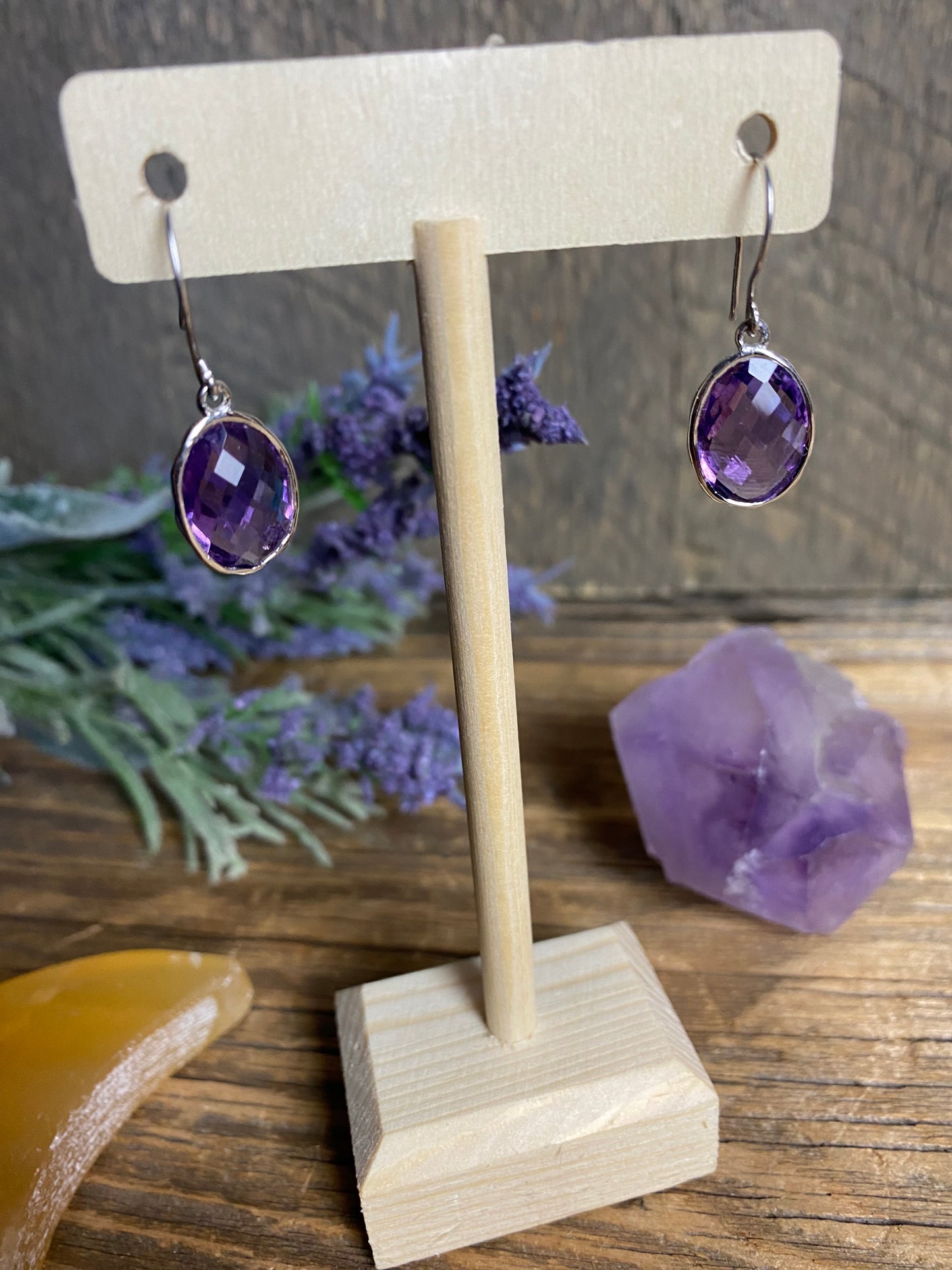 Amethyst Oval Faceted Earrings