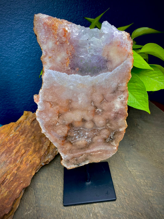 Pink Amethyst Slab on a Custom Stand