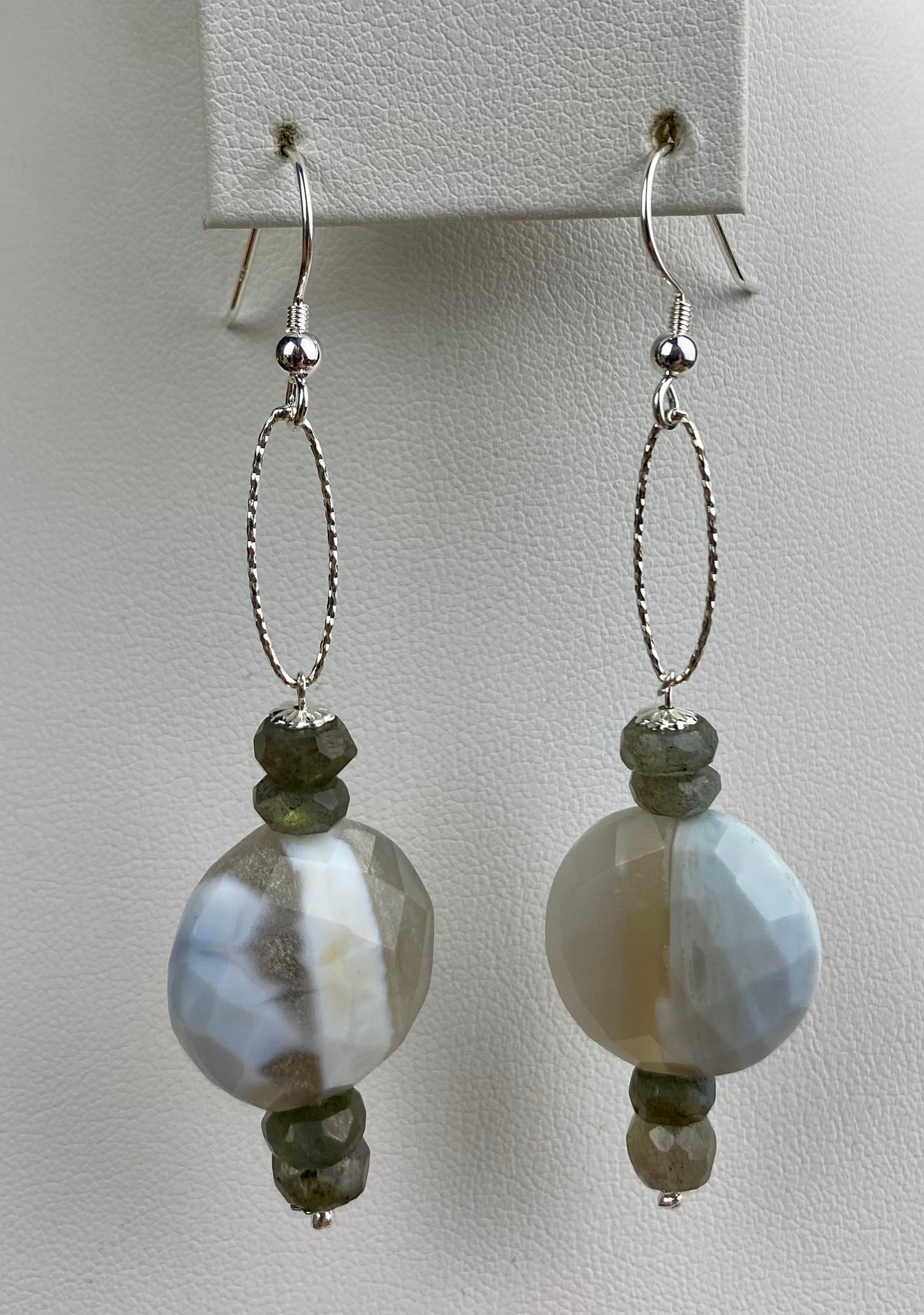 Blue Opal & Labradorite Faceted Earrings
