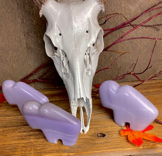 Lavender Fluorite Hand-Carved Buffalo