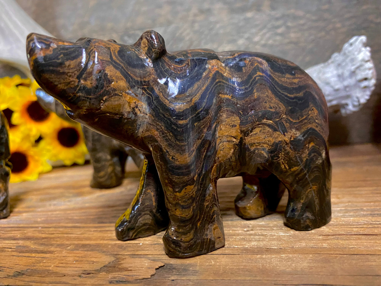 Stromatalite Hand Carved Bear Sculpture