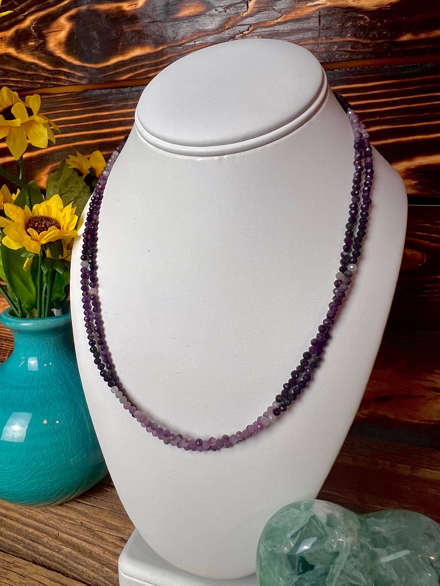 Amethyst Ombre Beaded Double Strand Necklace