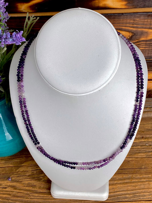 Amethyst Ombre Beaded Double Strand Necklace
