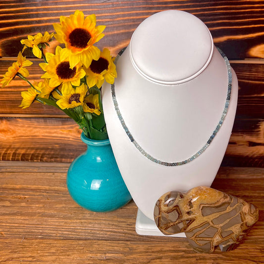Aquamarine Ombre' Faceted 2mm Necklace