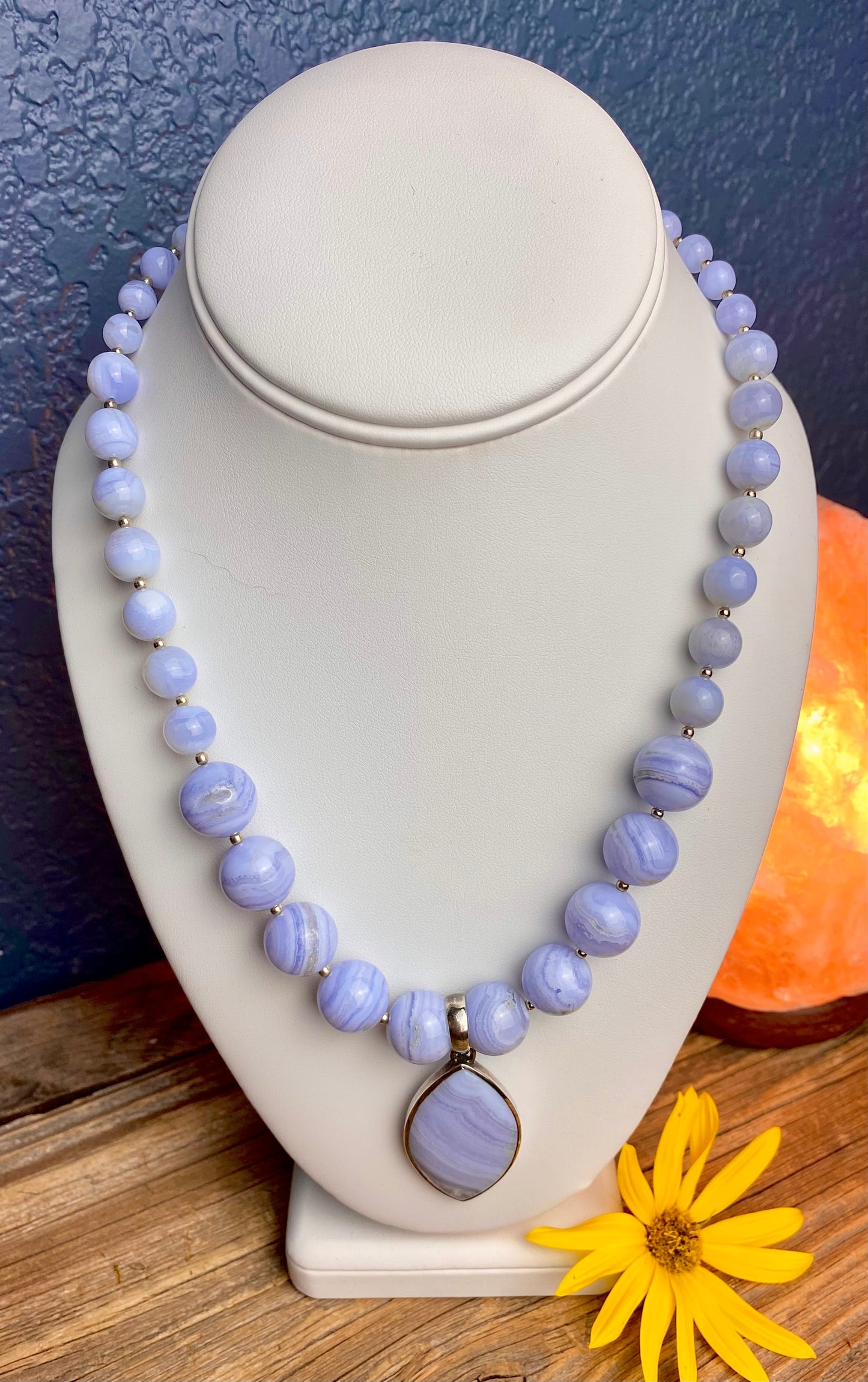 Blue Lace Agate Statement Necklace