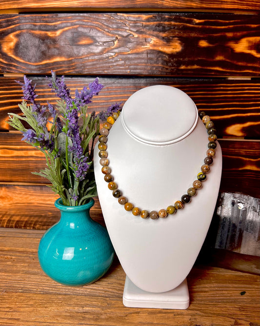 Bumblebee Jasper 10mm Bead Necklace