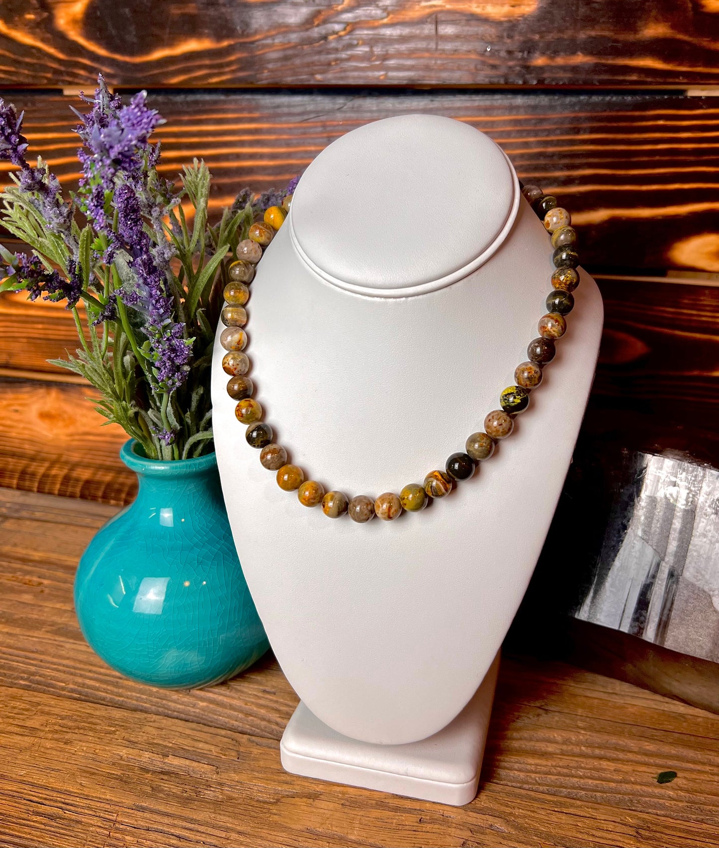 Bumblebee Jasper 10mm Bead Necklace