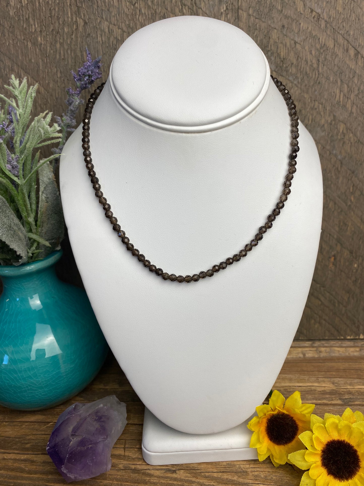 Smoky Quartz Faceted Choker Necklace