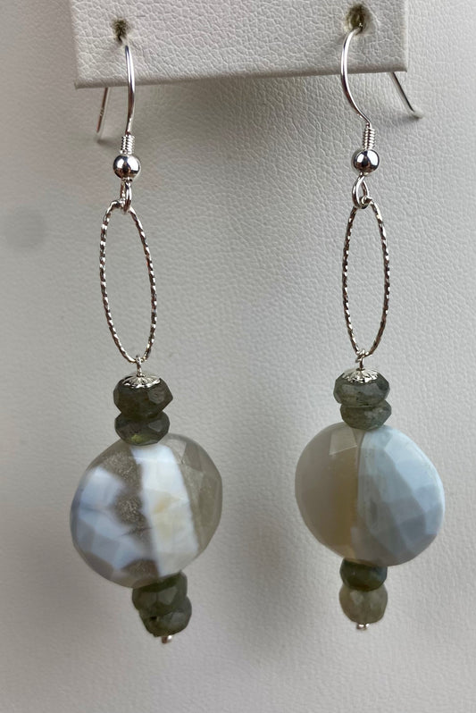 Blue Opal & Labradorite Faceted Earrings
