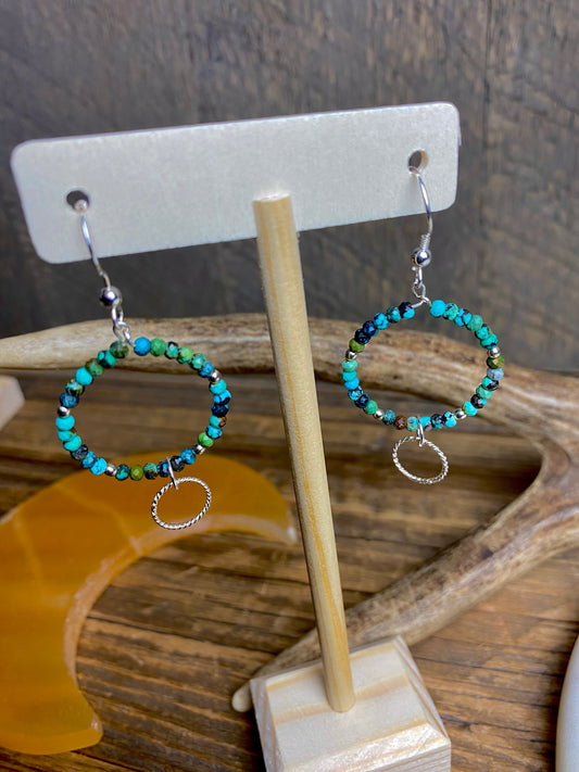 Turquoise Beaded Hoop Earrings
