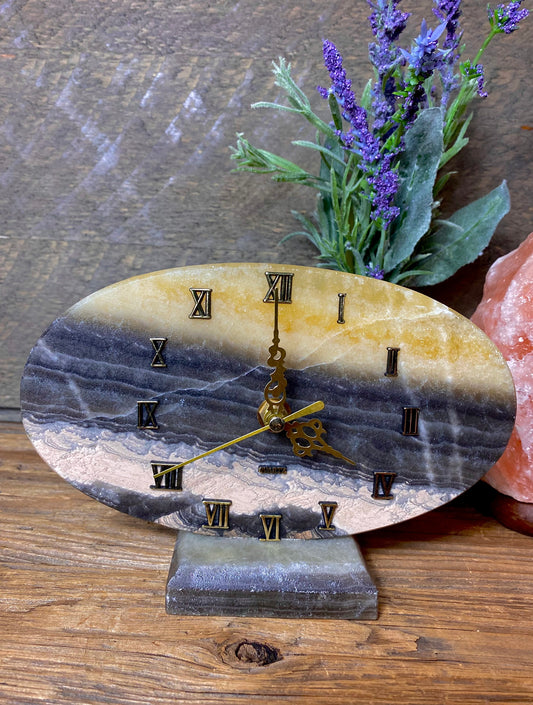 Calcite Hand-Carved Clock
