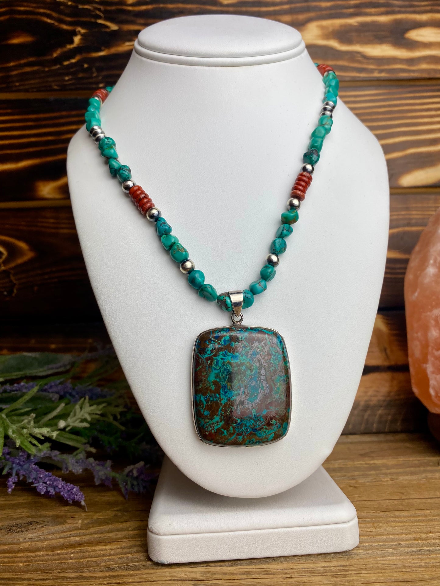 Navajo Pearl, Turquoise & Res Jasper Necklace