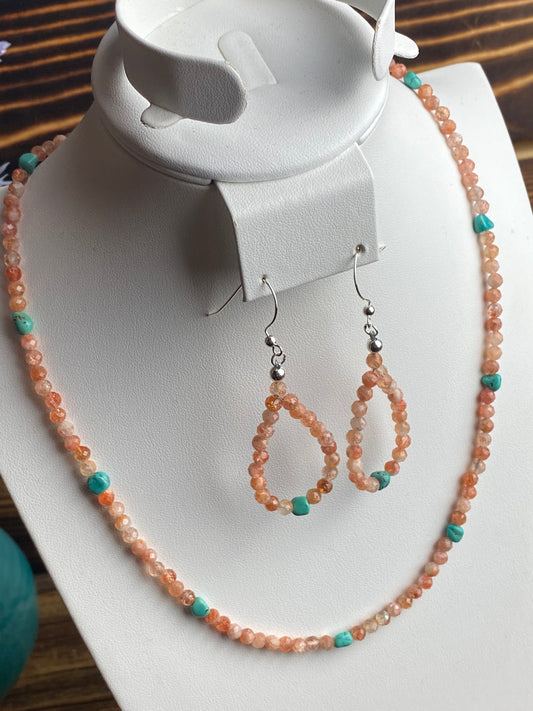 Sunstone & Turquoise Bead Jewelry Set
