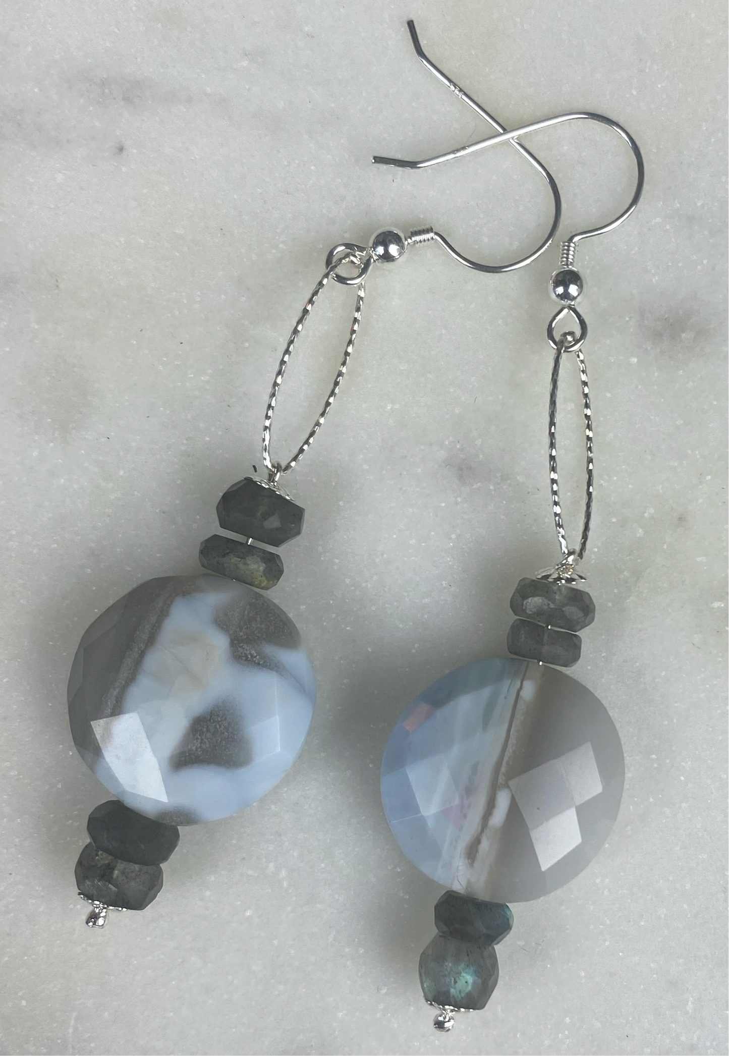 Blue Opal & Labradorite Faceted Earrings