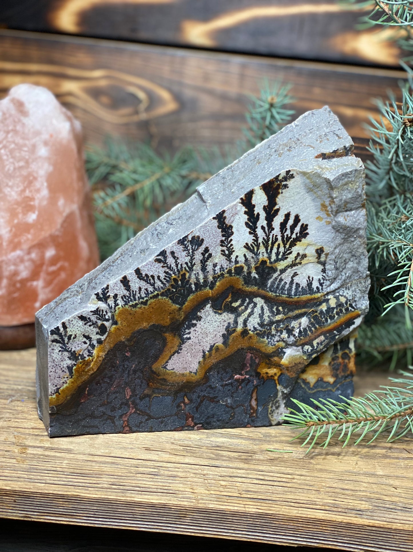 Dendritic Limestone Slab Specimen