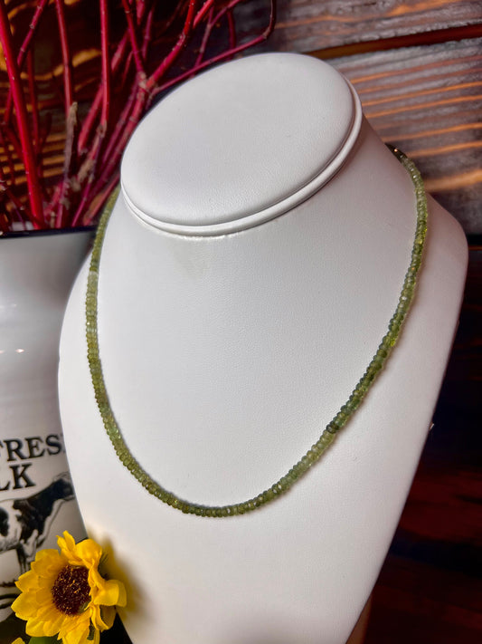 Emerald Faceted 2mm Rondelle Beaded Necklace