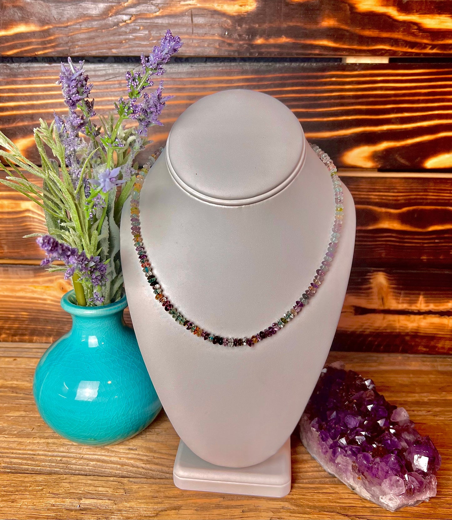 Fluorite Rondelle Beaded Necklace