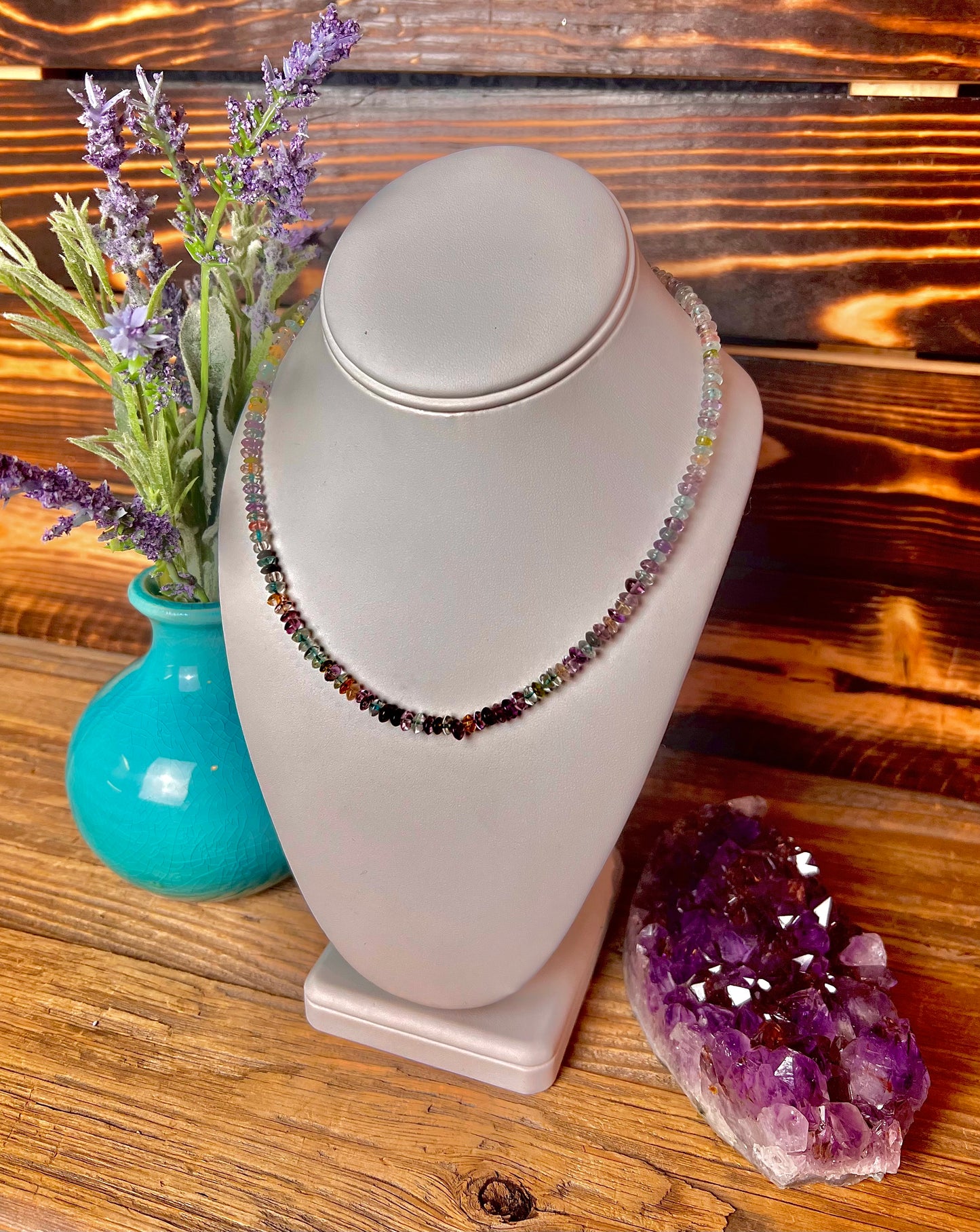 Fluorite Rondelle Beaded Necklace