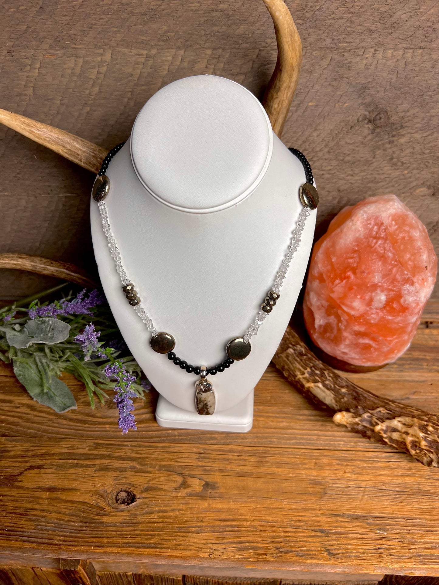 Herkimer Diamond & Pyrite Necklace