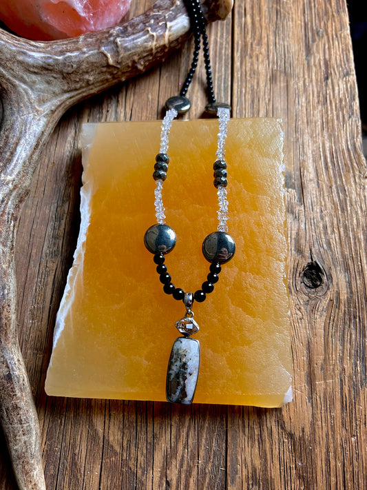 Herkimer Diamond & Pyrite Necklace