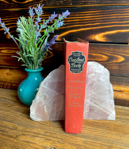 Rose Quartz Hand-Carved Bookends