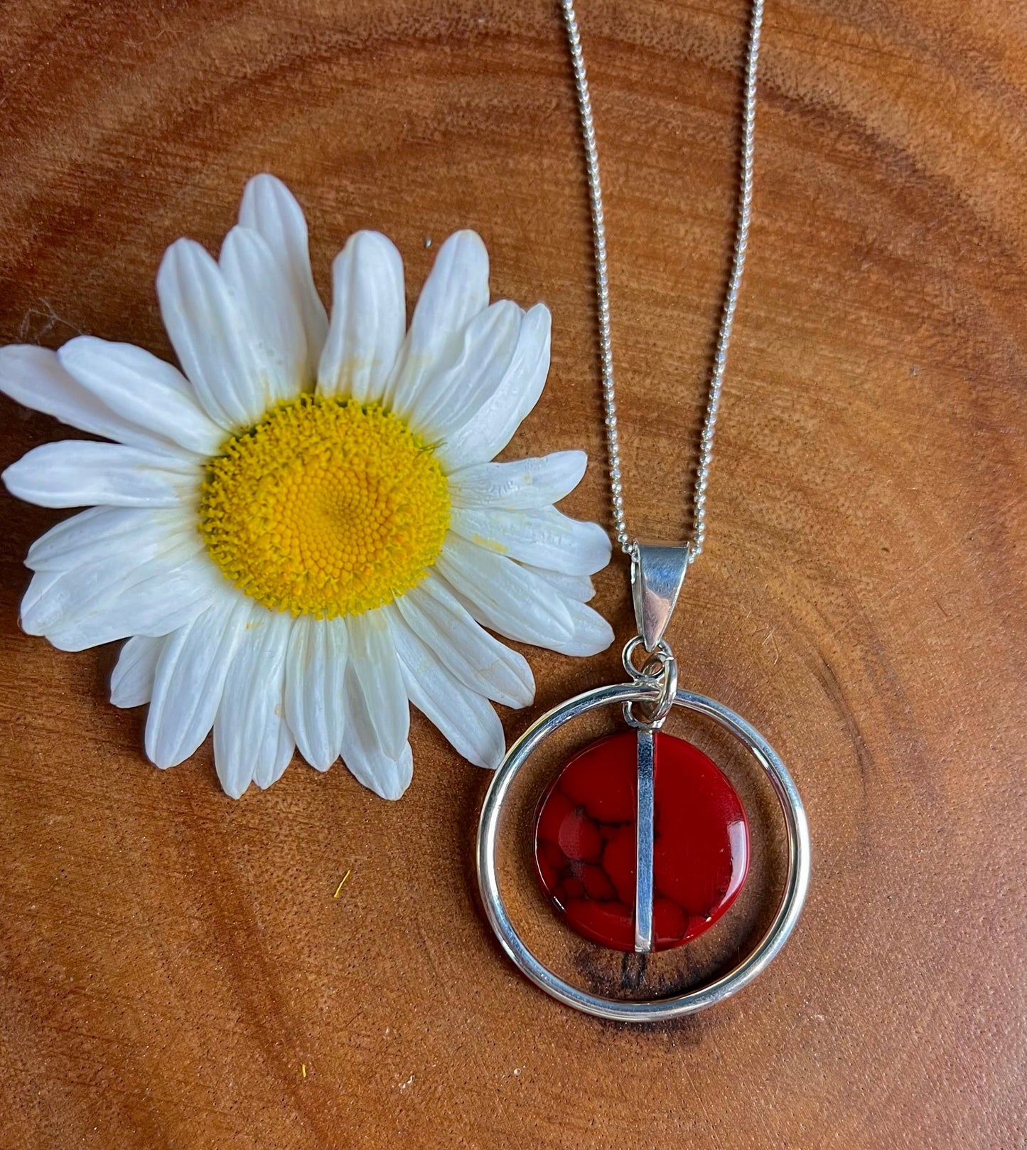 Red Jasper Round Dangle Necklace