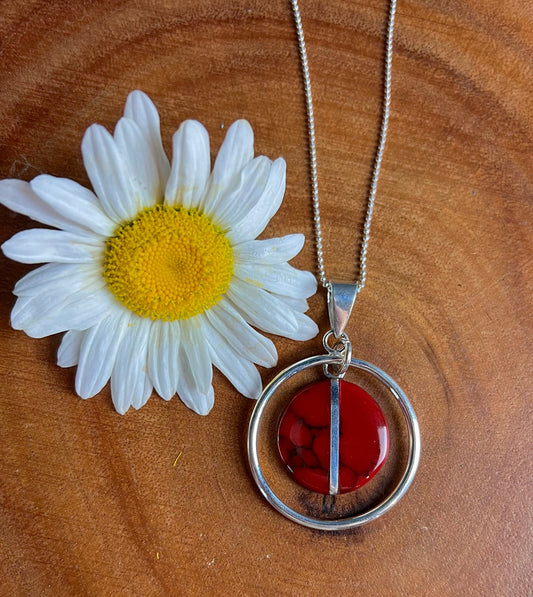 Red Jasper Round Dangle Necklace