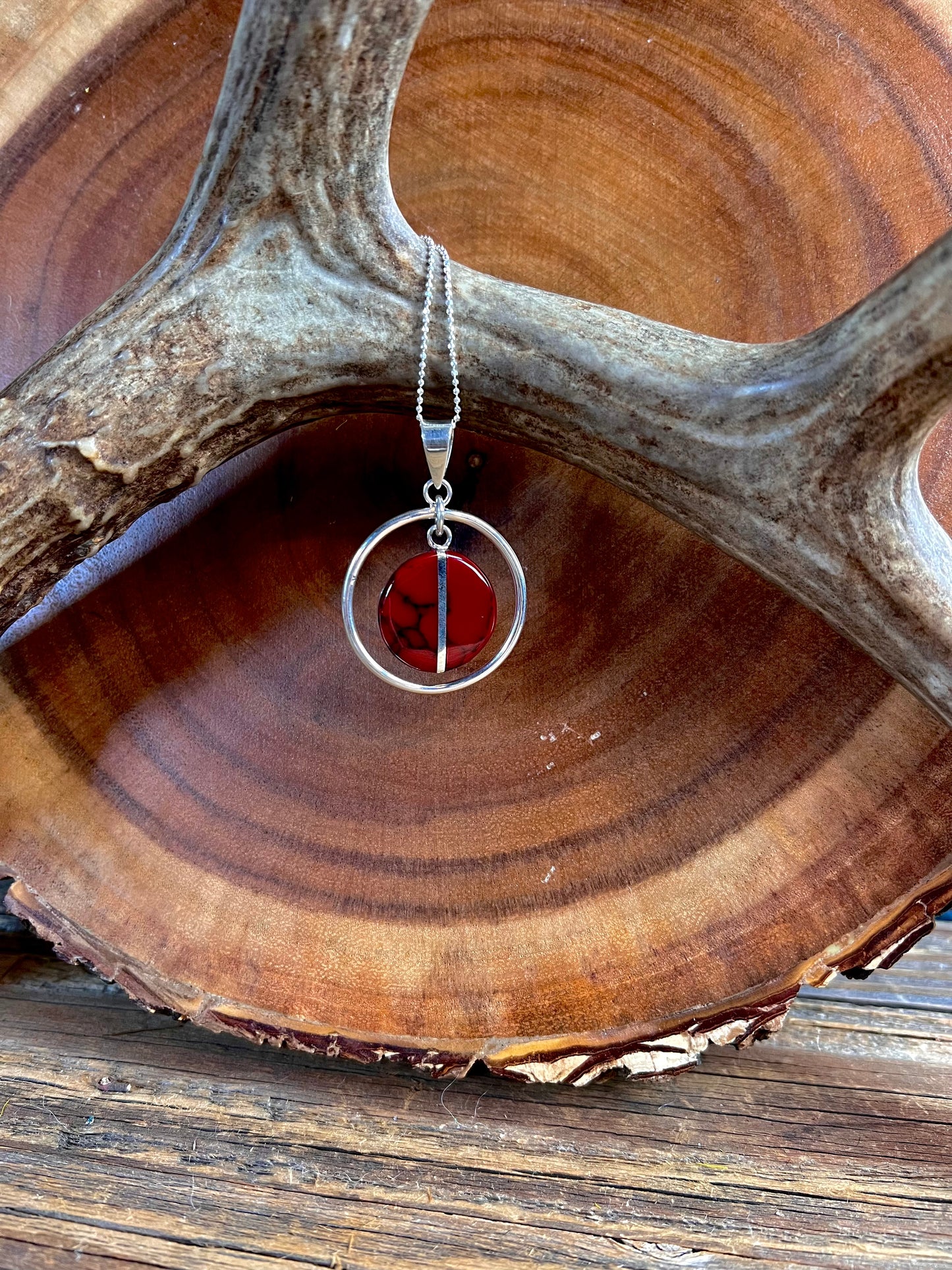 Red Jasper Round Dangle Necklace