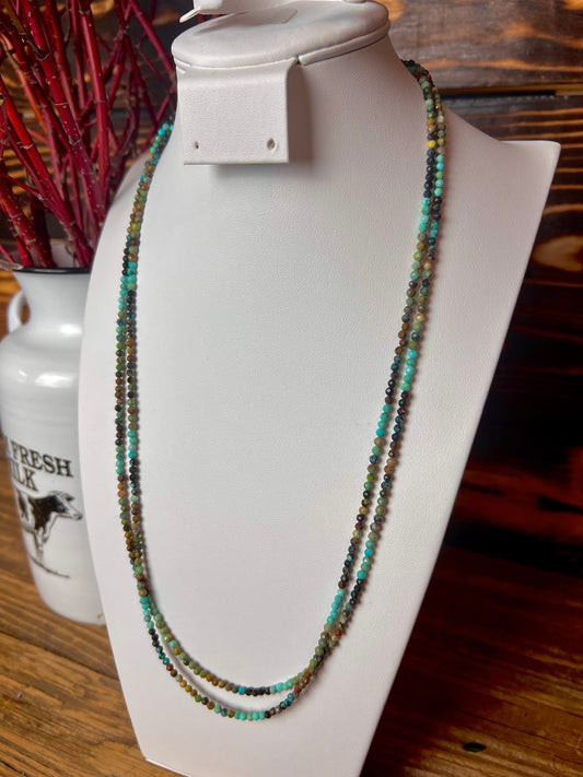 Turquoise Faceted Double Strand Bead Necklace