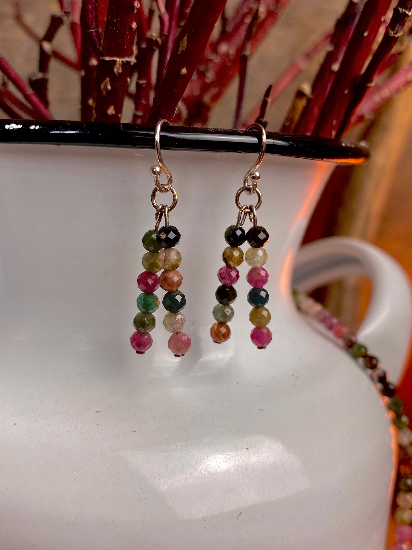 Rainbow Tourmaline Necklace & Earring Jewelry Set