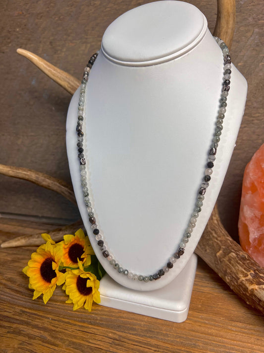 Tourmalinated Quartz Bead Necklace