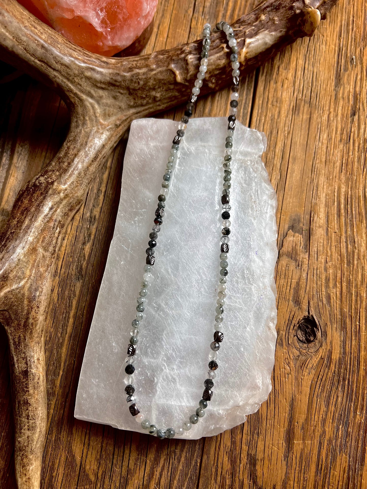 Tourmalinated Quartz Bead Necklace